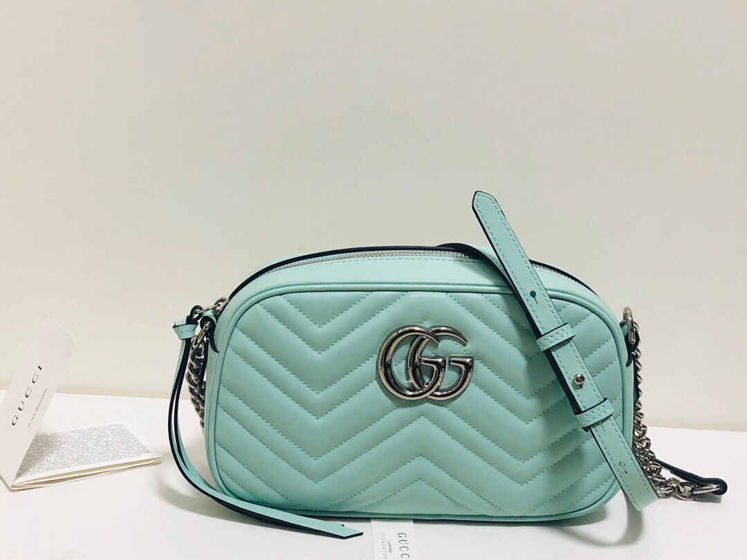 Gucci GG Marmont Small Matelasse Shoulder Bag 447632 Green